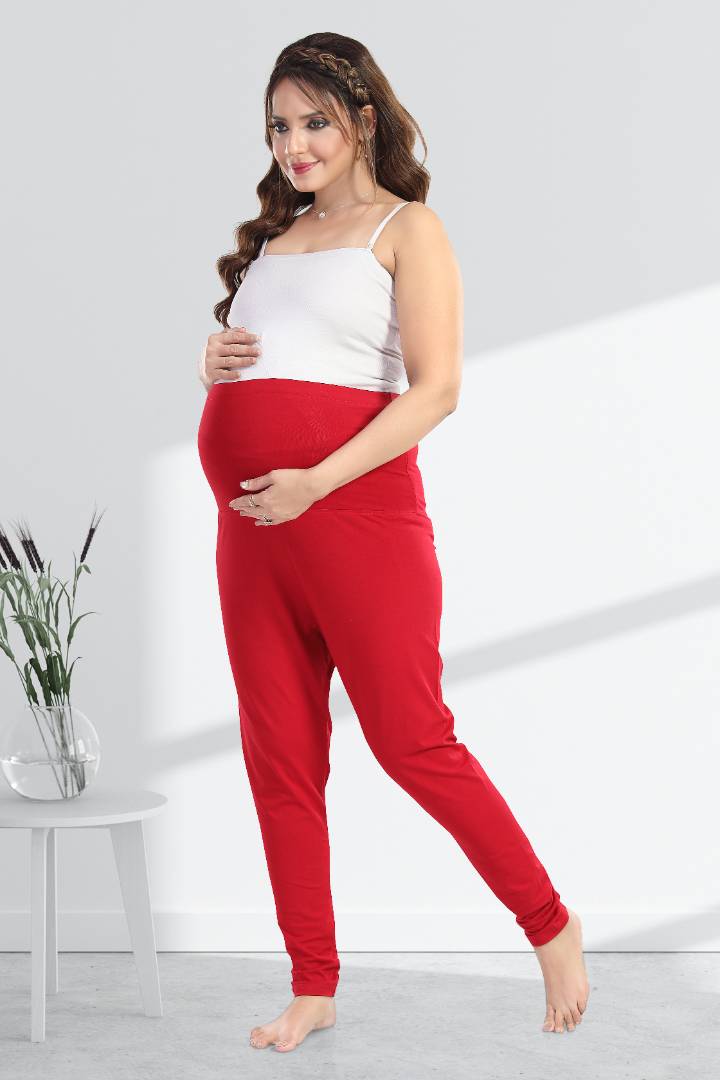 Bright Red Pregnancy Leggings