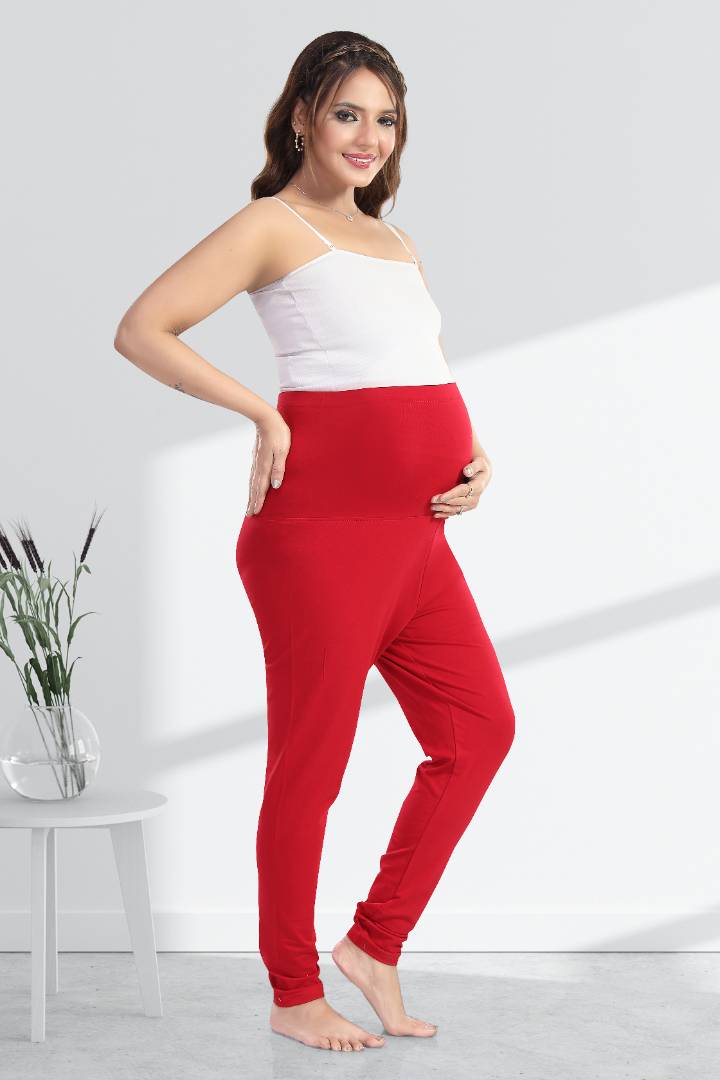 Bright Red Pregnancy Leggings