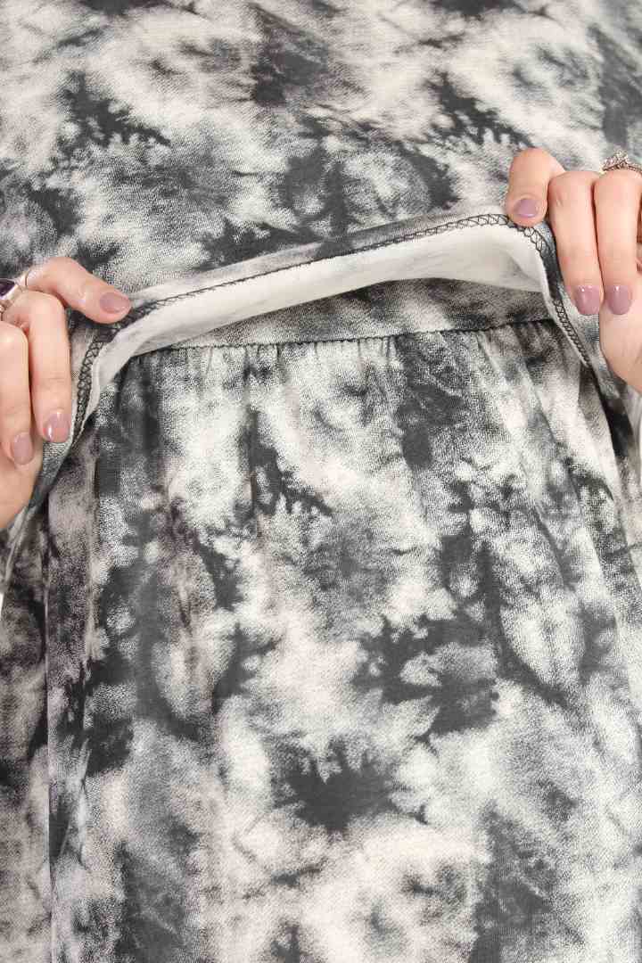 Charcoal Grey Tie And Dye Zipless Nightie