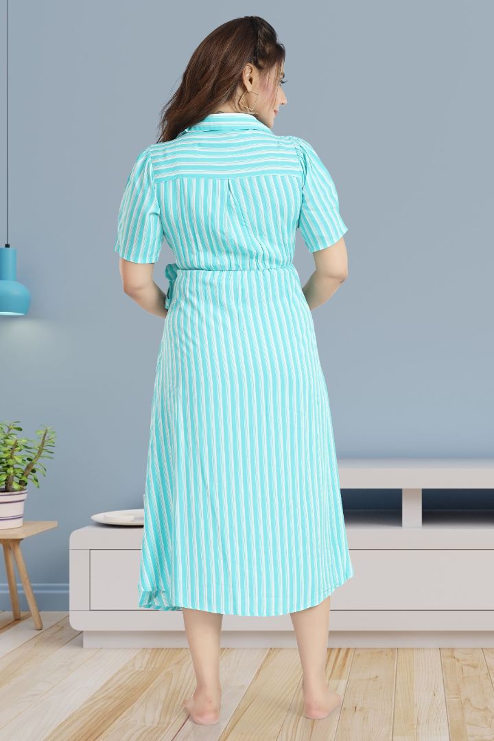 Cool Blue Striper Feeding Dress