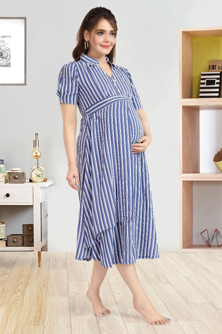 Nautical Blue Striper Feeding Dress