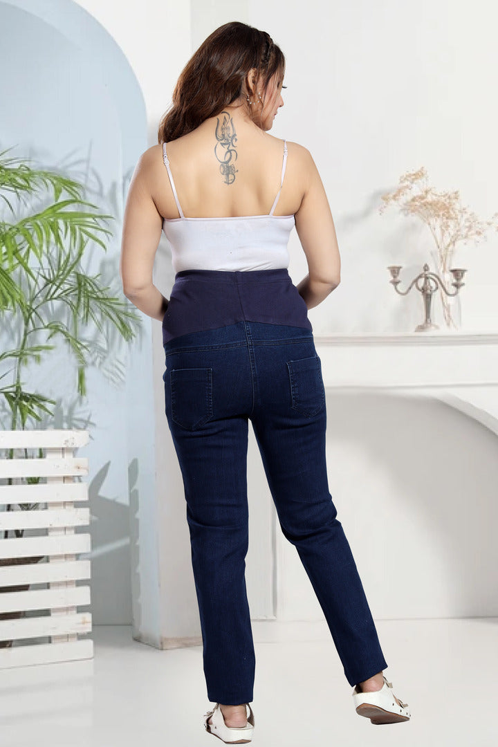 Dark Blue Denim Maternity Jeans
