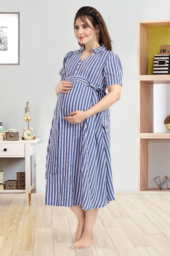 Nautical Blue Striper Feeding Dress