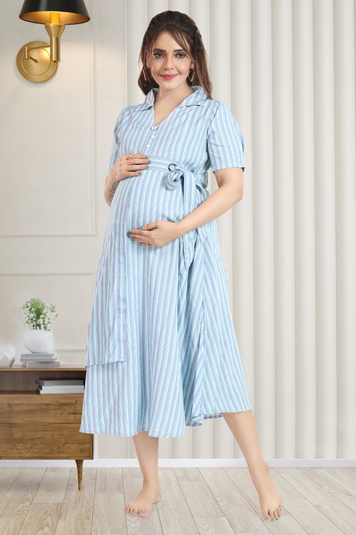 Purple Blue Striper Feeding Dress