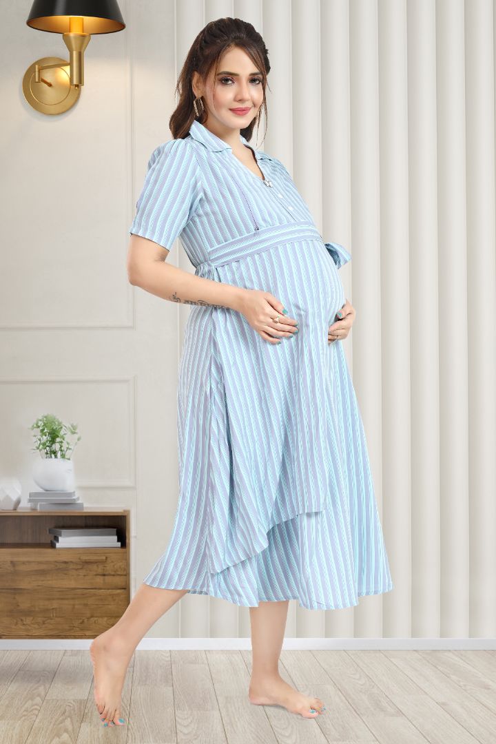 Purple Blue Striper Feeding Dress