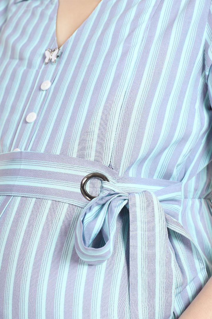 Purple Blue Striper Feeding Dress