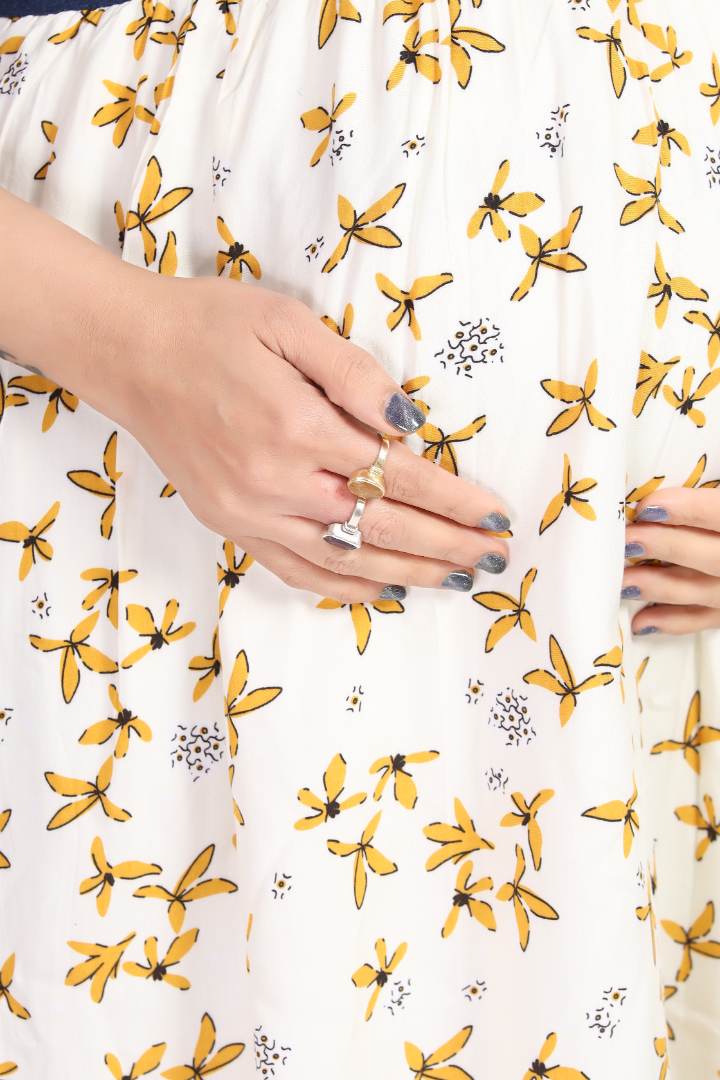 Half and Half Butterfly Denim Feeding Dress