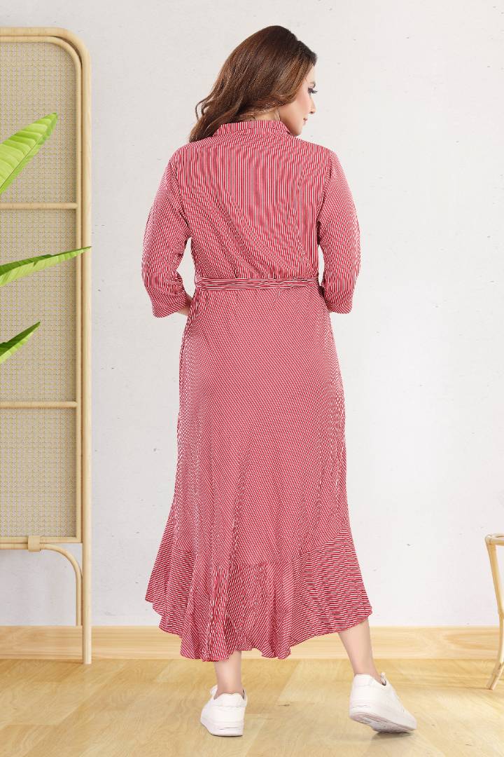 Rosewood Red Asymmetric Maternity Dress