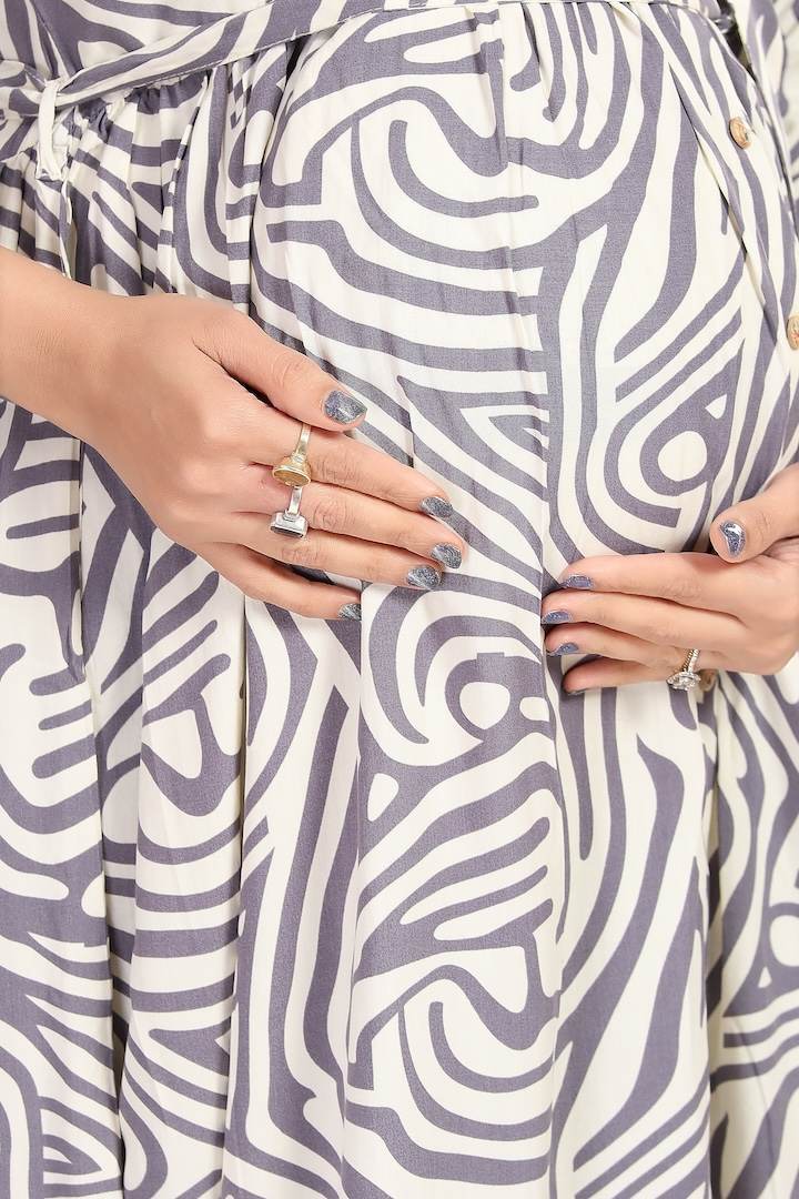 Grey Zebra Print Maternity Dress