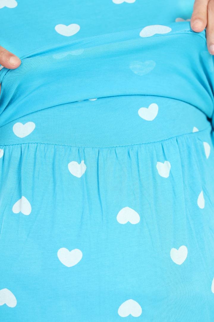 Blue Heart Print Feeding Nightie