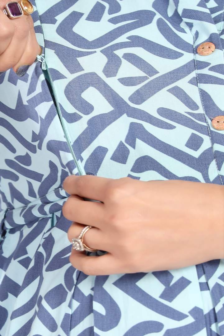 Original Blue Printed Maternity Dress