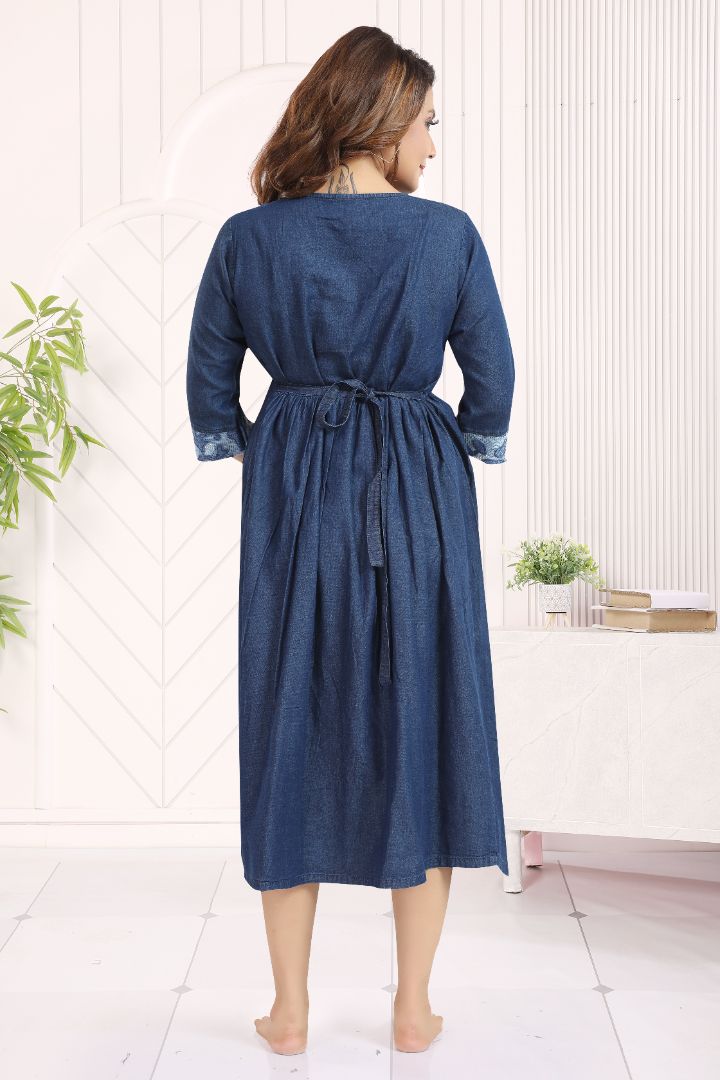 Dark Blue Denim Feeding Kurta
