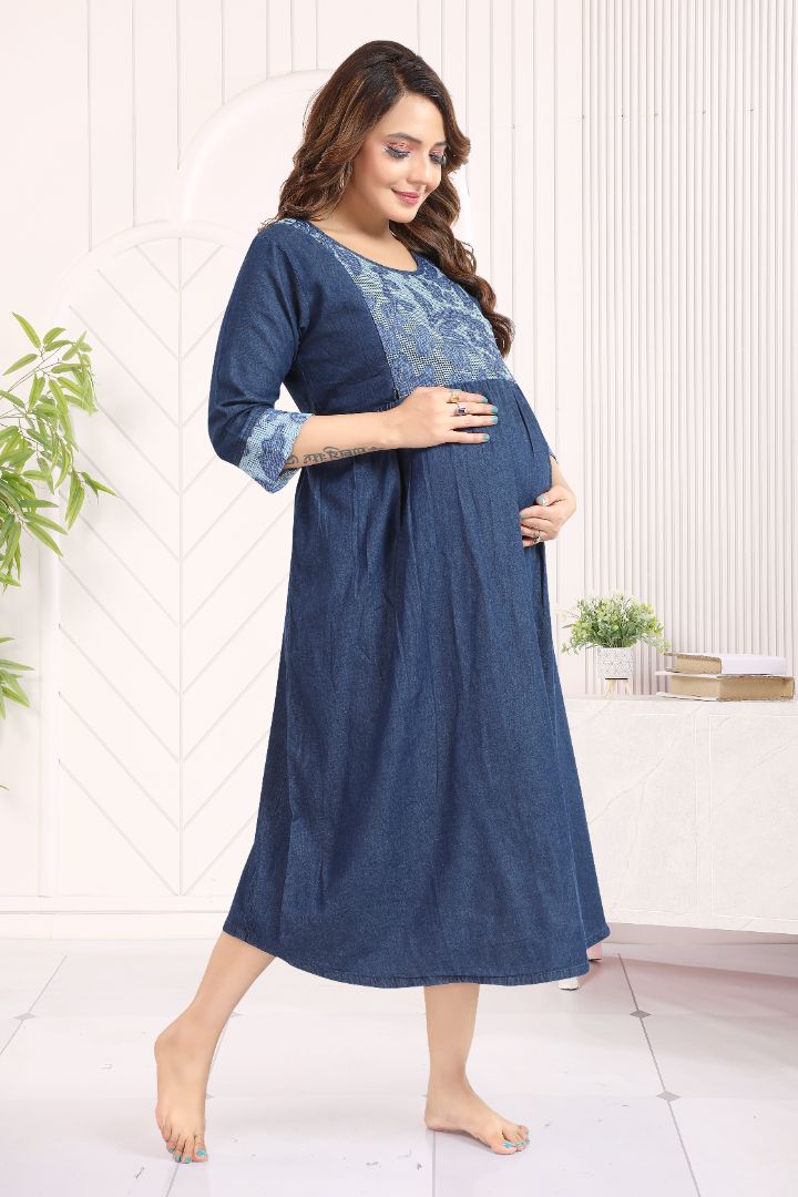 Dark Blue Denim Feeding Kurta