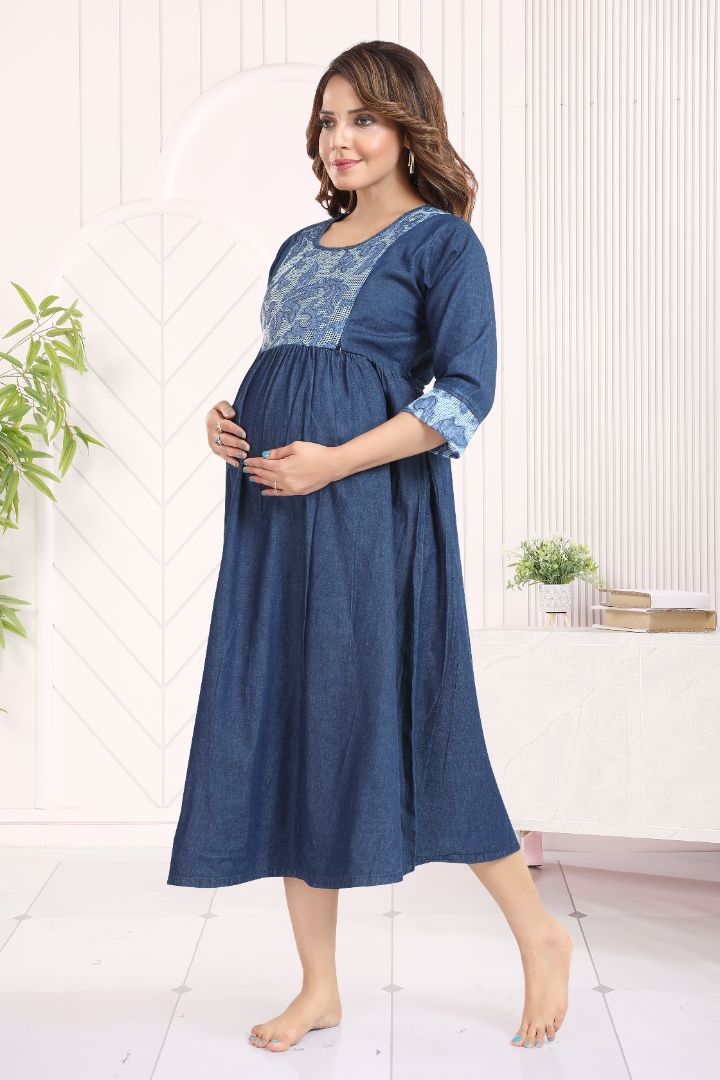 Dark Blue Denim Feeding Kurta
