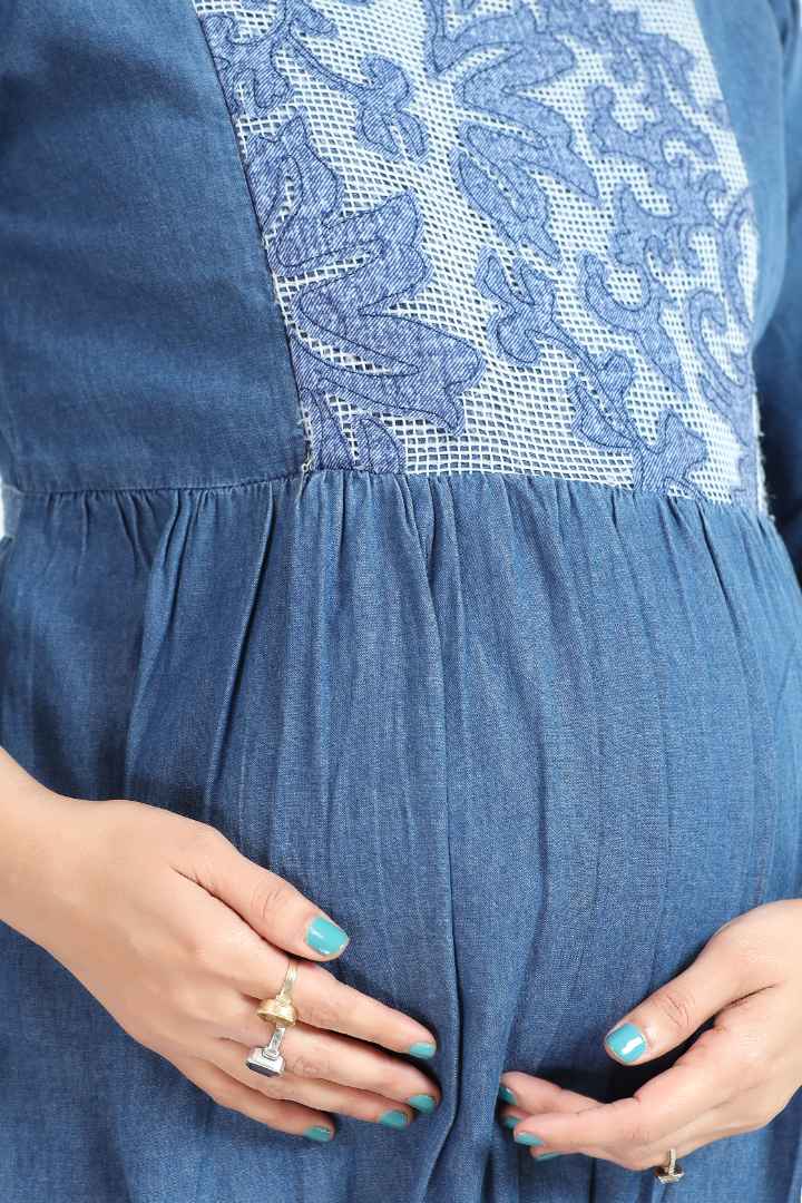 Mid Blue Denim Feeding Kurta