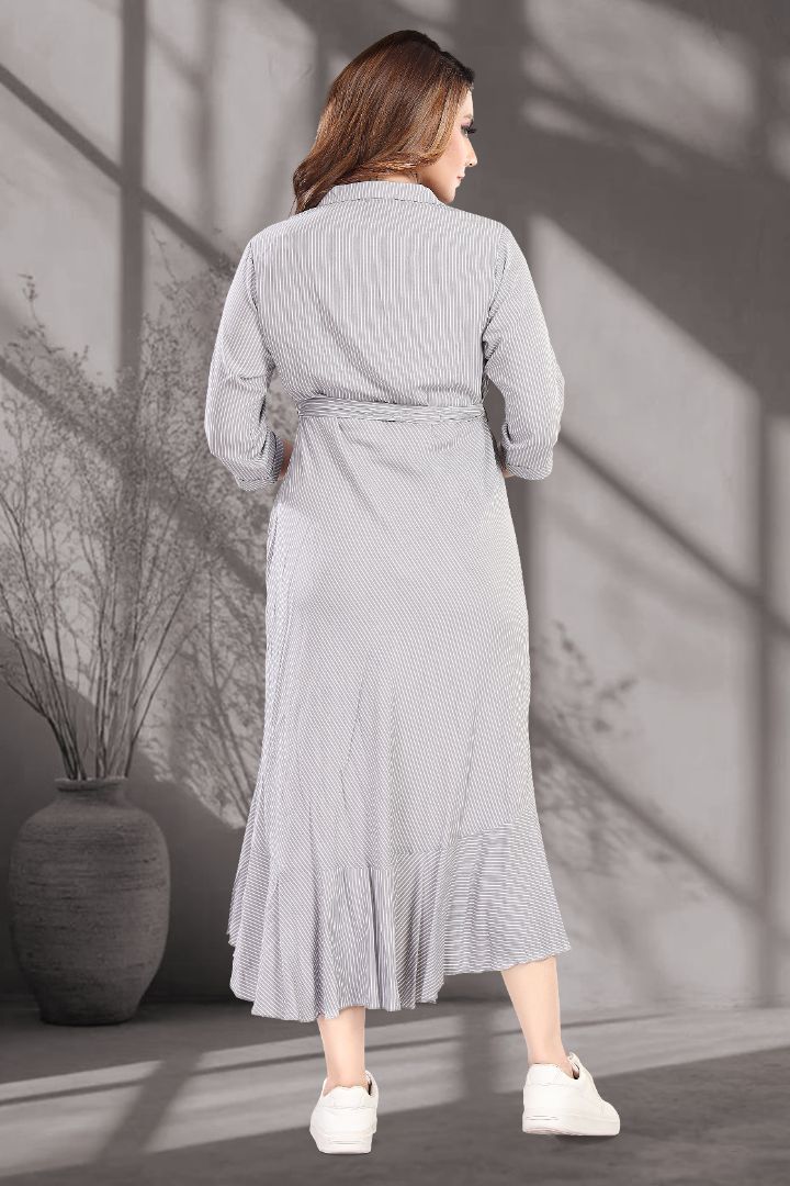 Graphite Grey Asymmetric Maternity Dress