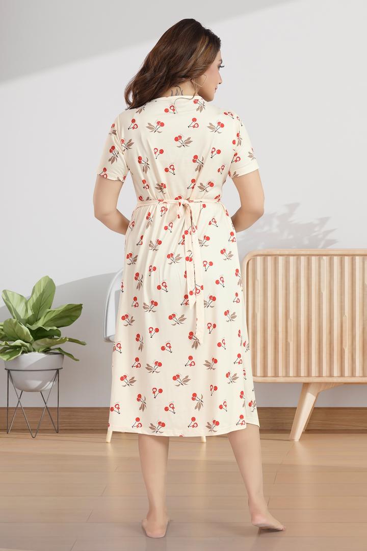 Light Yellow Printed Maternity Dress