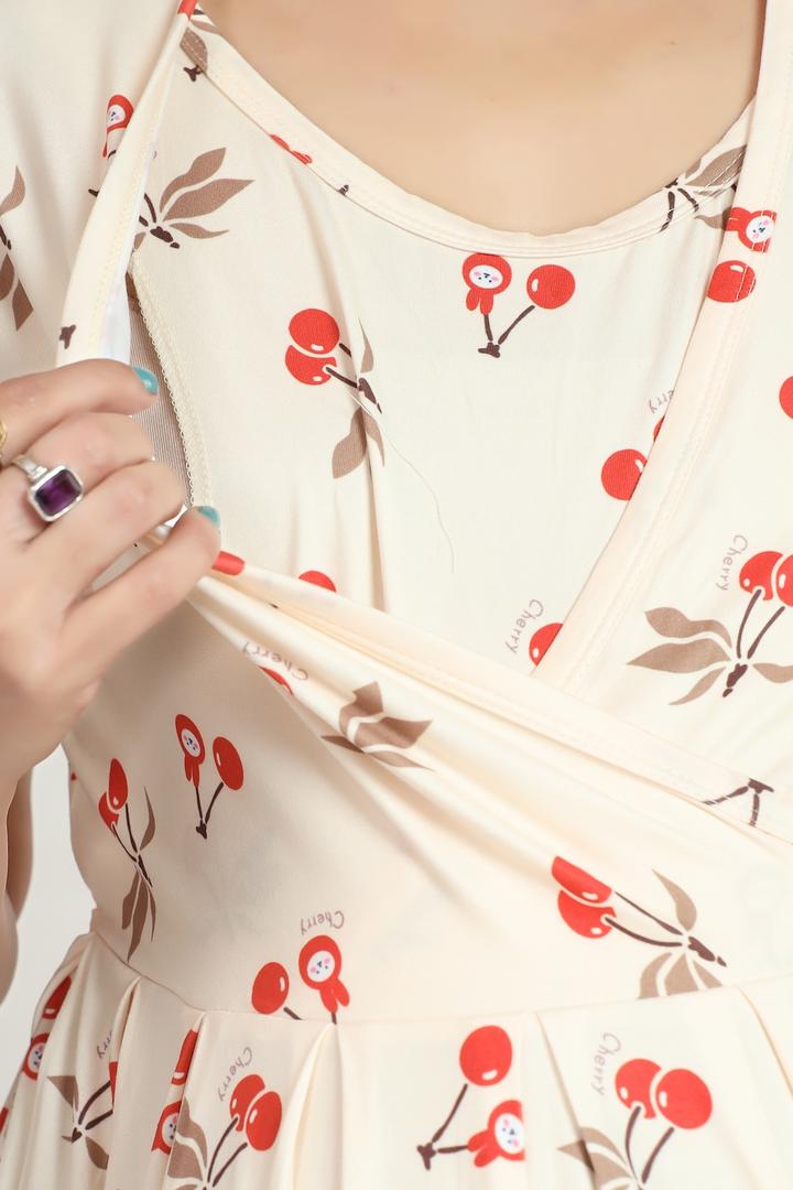 Light Yellow Printed Maternity Dress