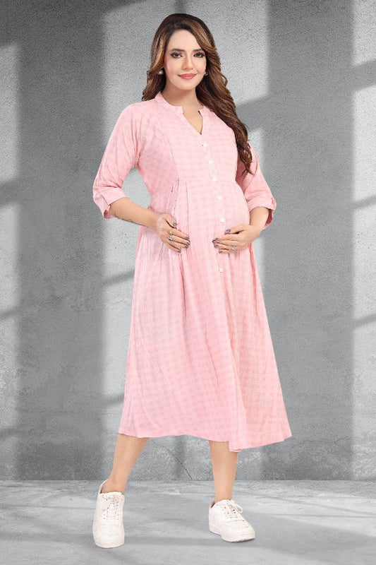 Pastel Pink Chequered Feeding Dress