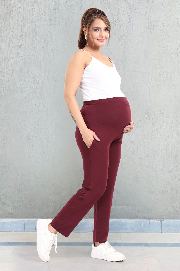 Wine Maternity Straight Pant