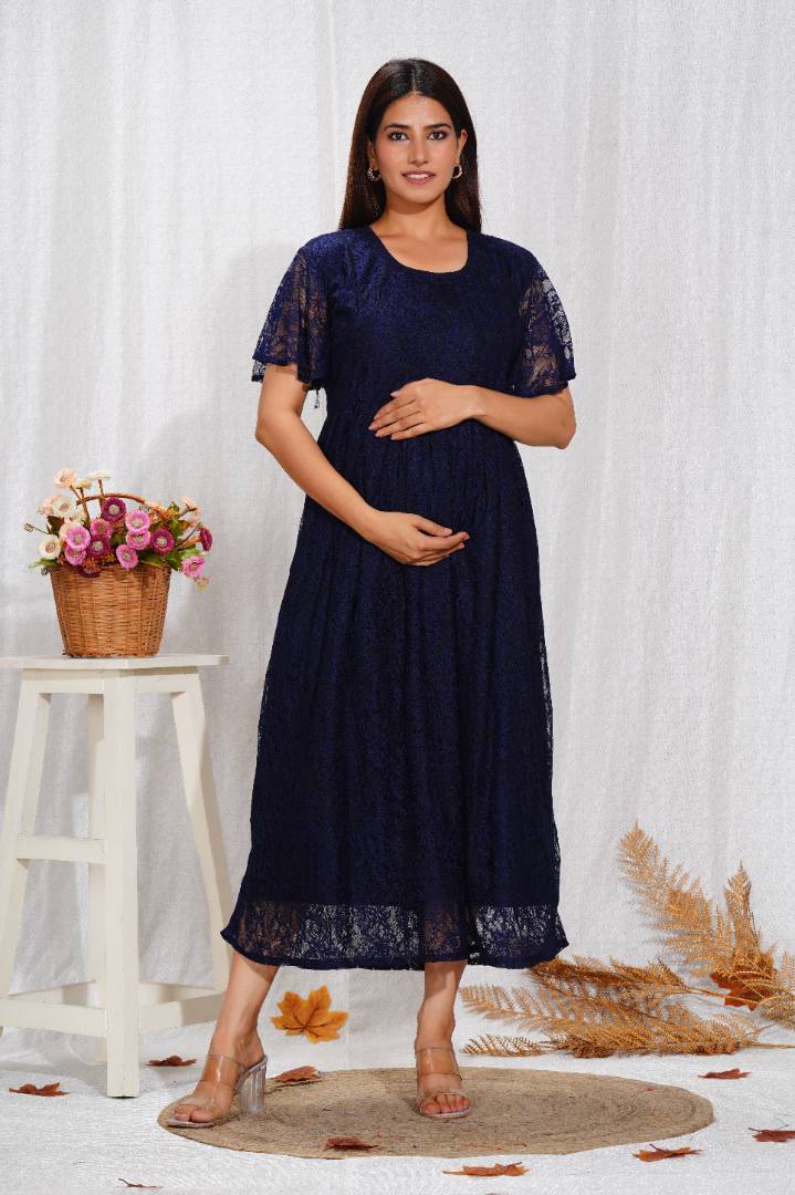 Royal Blue Lace Maternity Dress