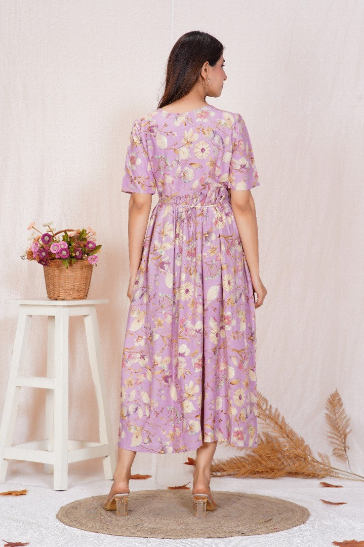 Soft Violet Zipless Feeding Dress