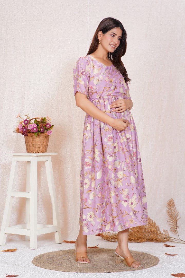 Soft Violet Zipless Feeding Dress