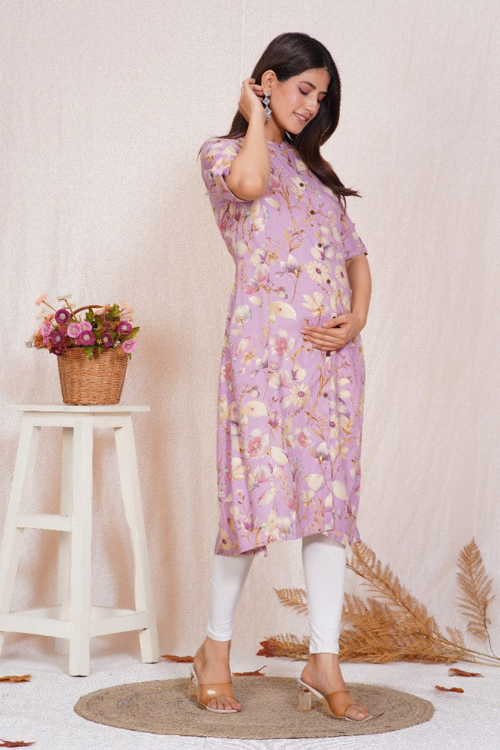 Soft Violet A line Feeding Kurta