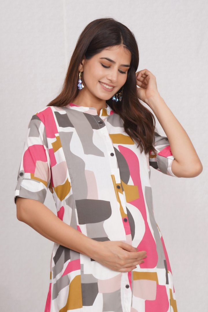 Abstract Quirky Printed Maternity Kurti