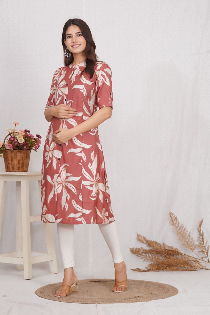 Rust Brown Maternity Kurti