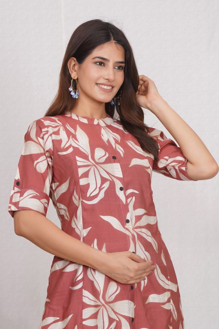 Rust Brown Maternity Kurti