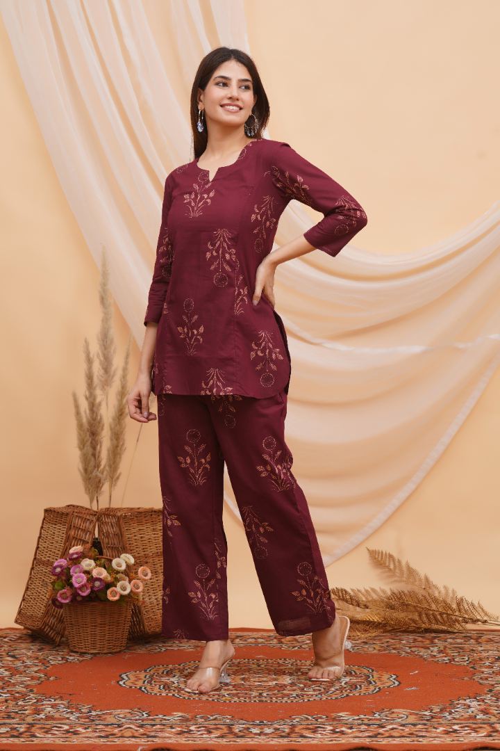 Grape Wine Feeding Coord Set