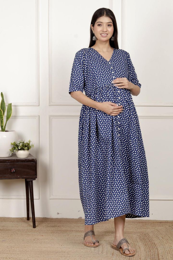 Polka Dot Maternity Feeding Dress