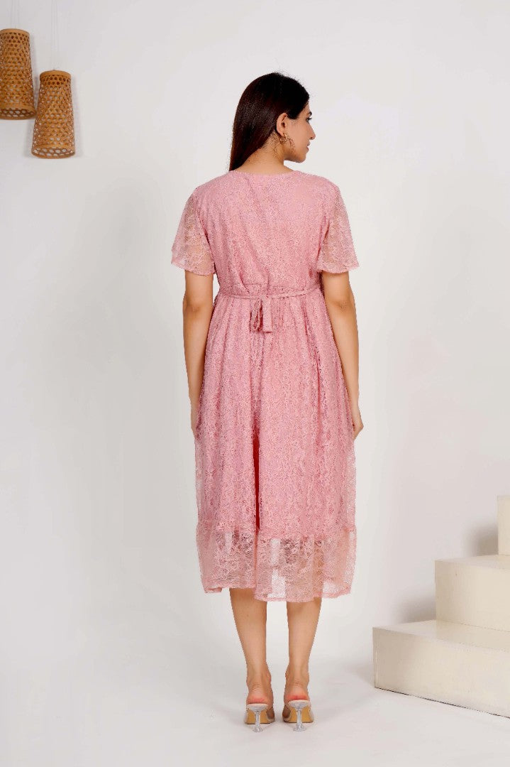 Light Pink Lace Maternity Dress