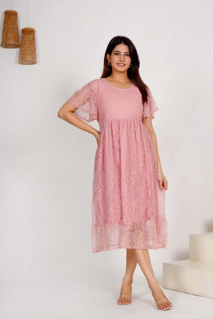 Light Pink Lace Maternity Dress