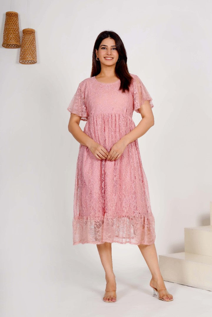 Light Pink Lace Maternity Dress | Pregnancy Wear 3XL Light Pink Lace Maternity Dress | Pregnancy Wear 3XL