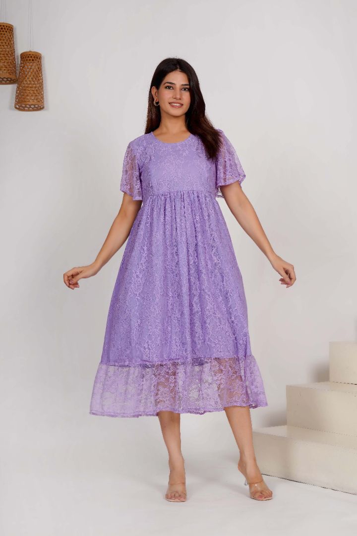 Lilac Lace Maternity Dress