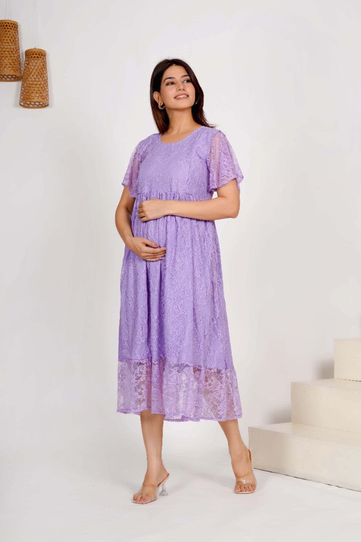 Lilac Lace Maternity Dress
