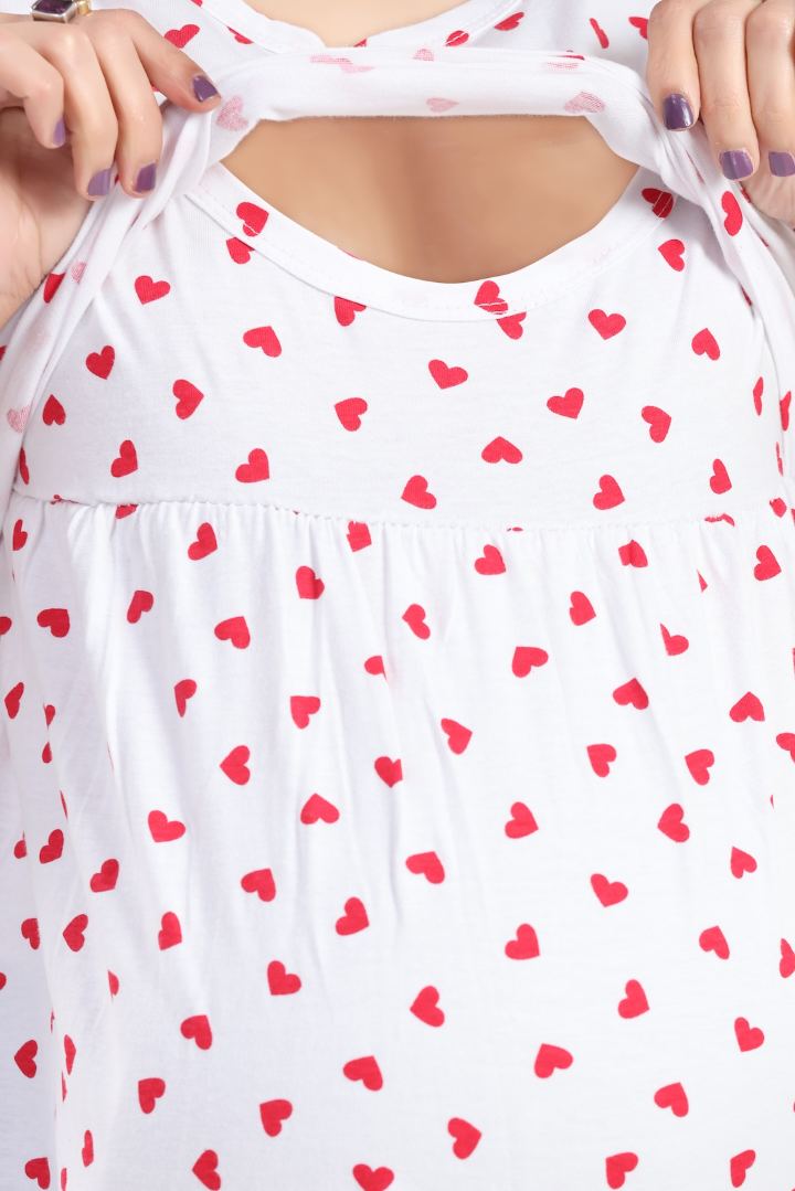 Ditsy Heart Printed Feeding Nightie