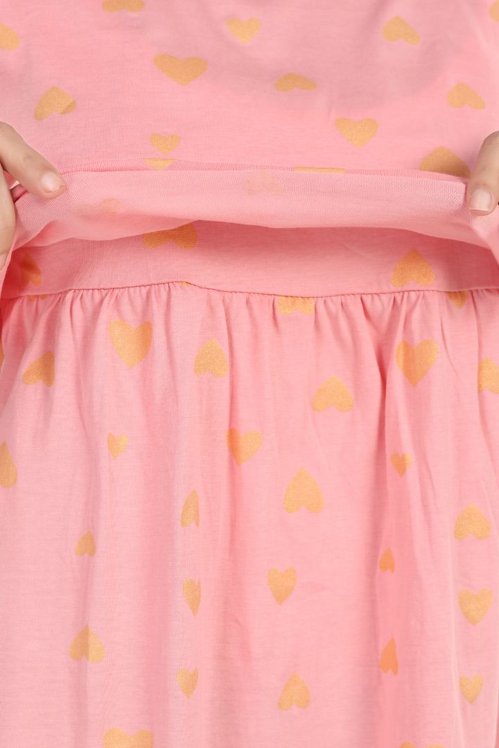 Orange Sorbet Heart Print Nightie