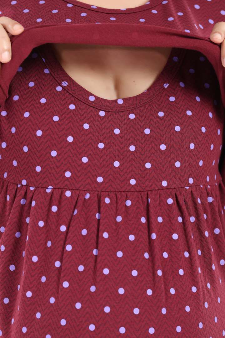 Red Polka Dot Zipless Feeding Nightie