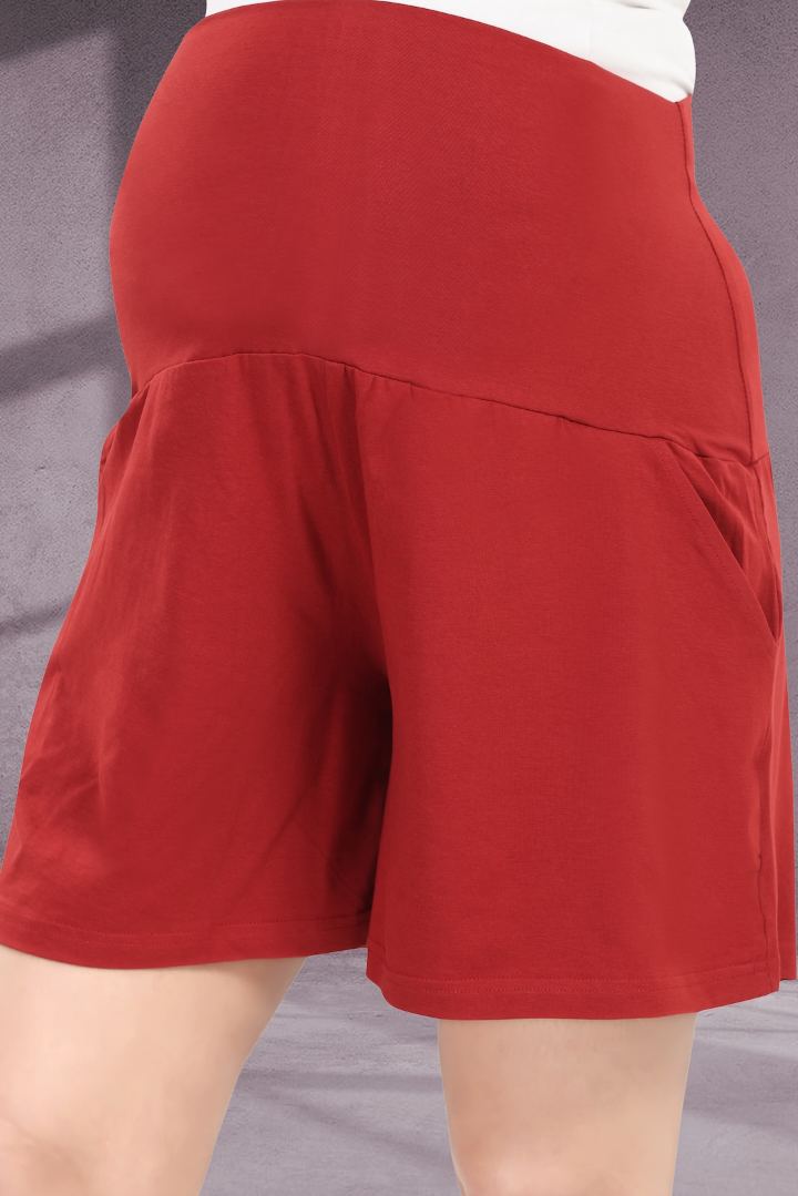 Rust Orange Maternity Shorts