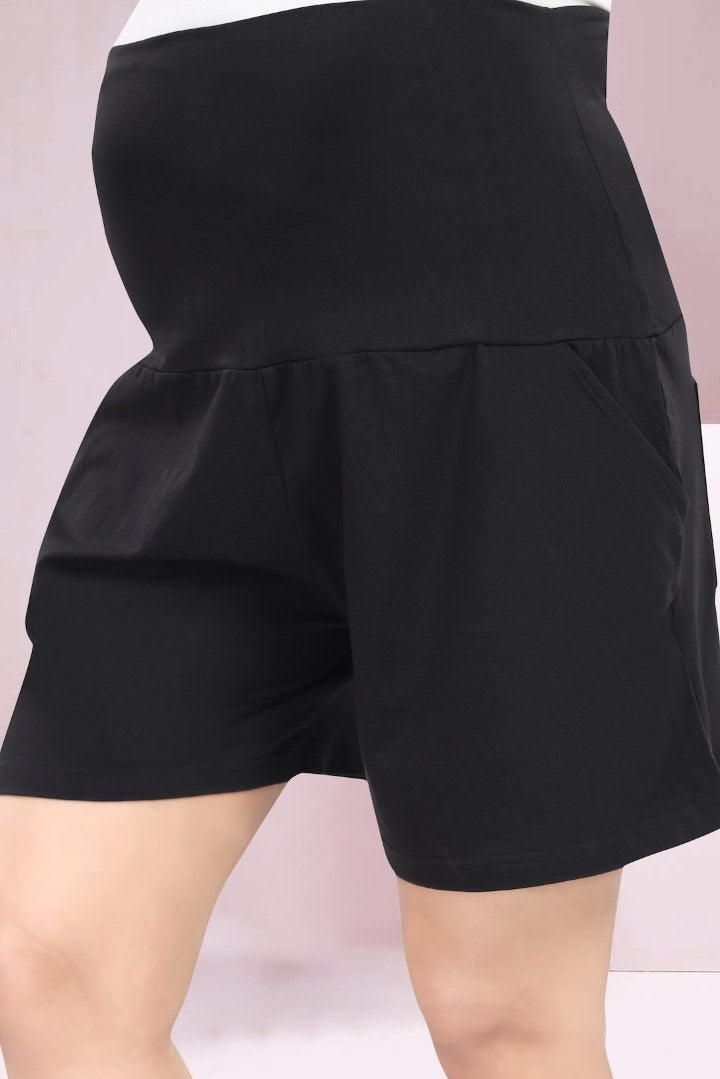 Jet Black Maternity Shorts