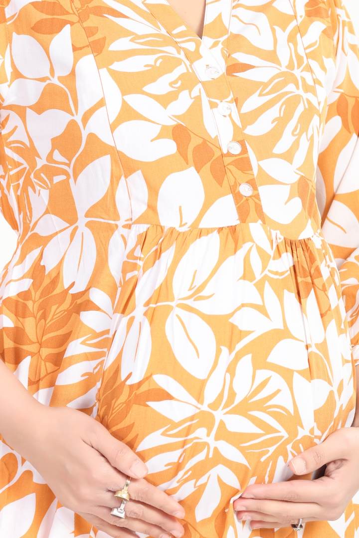 Bright Yellow Printed Feeding Coord Set