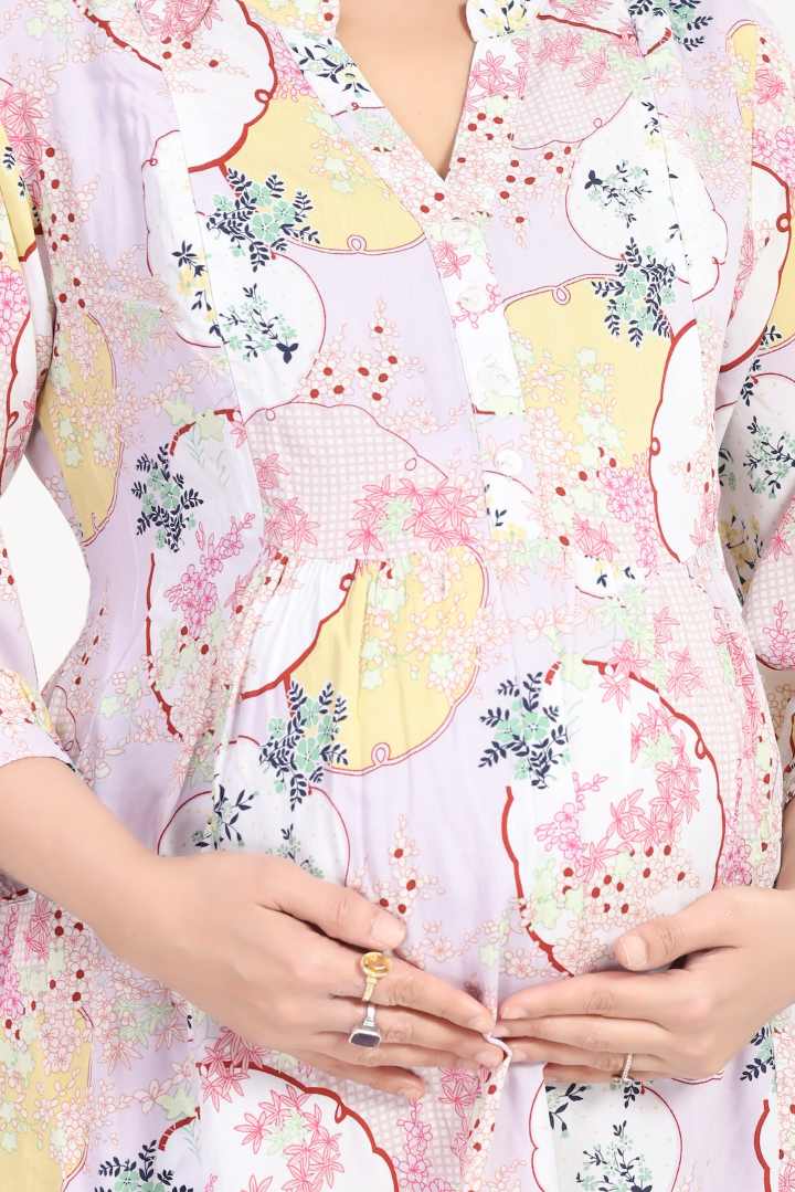 Icy Pink Printed Feeding Coord Set