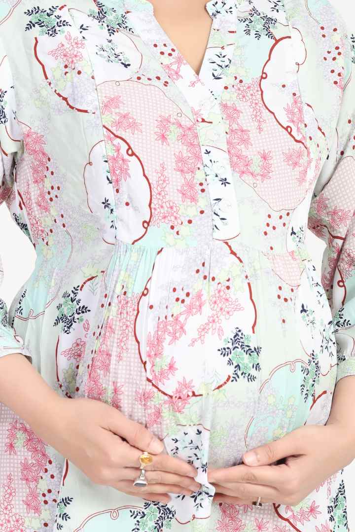 Dewy Green Printed Feeding Coord Set