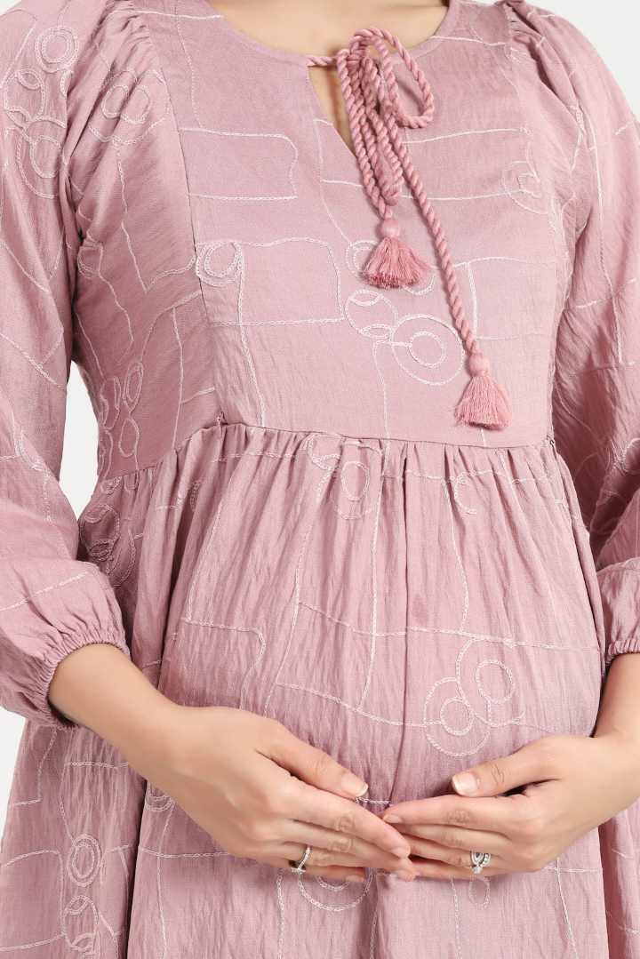 Orchid Pink Chikankari Feeding Dress