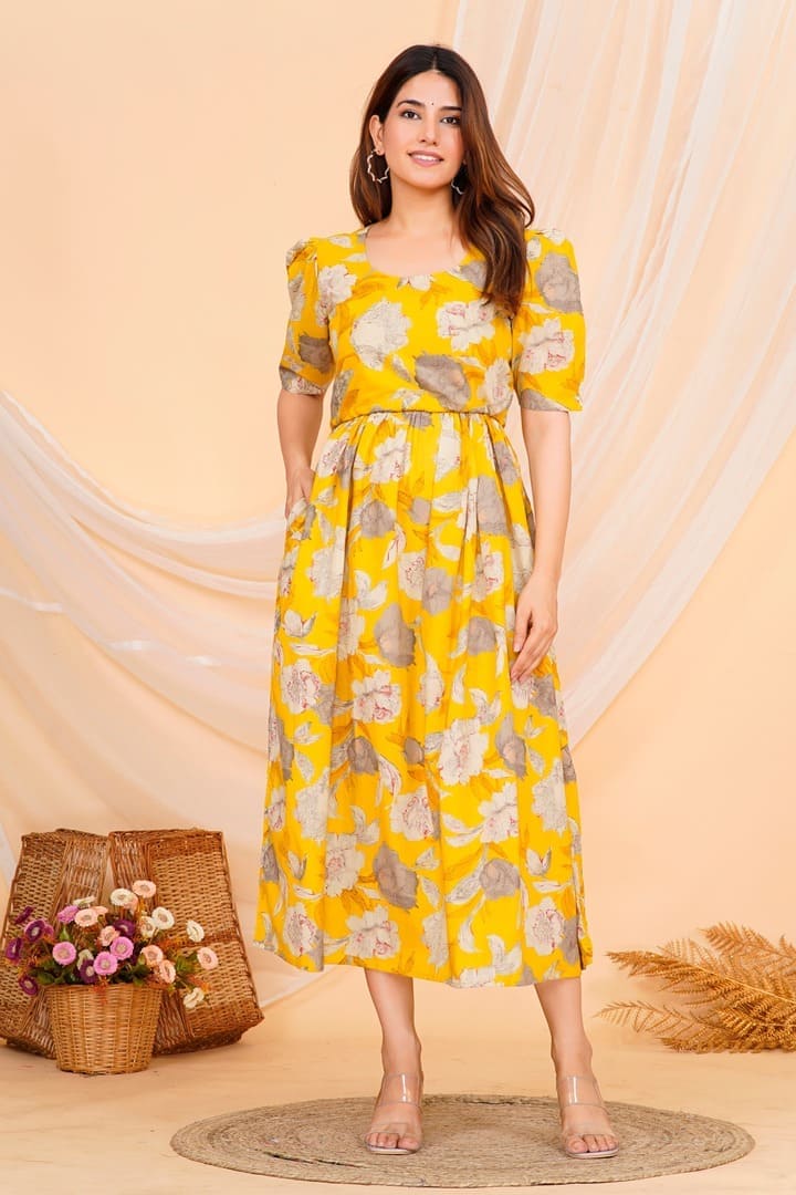 Sunshine Yellow Zipless Feeding Dress