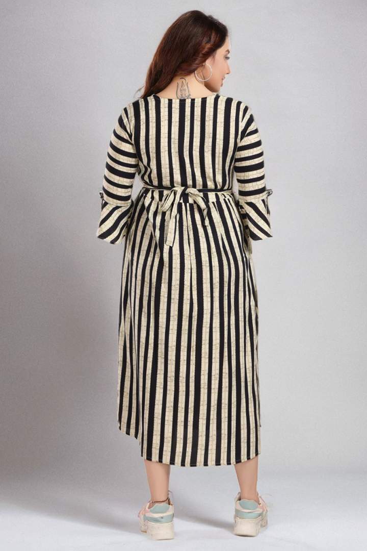 Indigo Blue Stripe Foil Print Feeding Dress