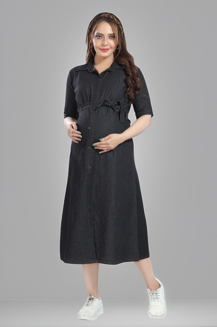 MomsBae: Versatile Black Wash A-Line Nursing Dress XL MomsBae: Versatile Black Wash A-Line Nursing Dress XL